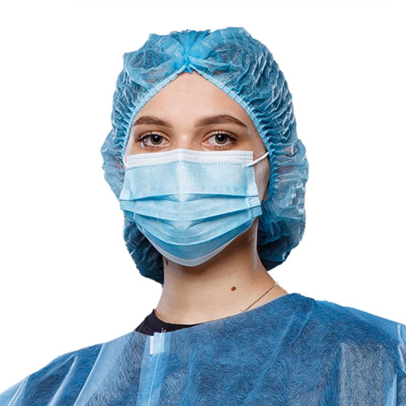 Маска медична тришарова на резинках (спанбонд+фільтруючий шар - мелтблаун), №100, нестерильна, одн. вик.,ТМ «АХІЛЛ»